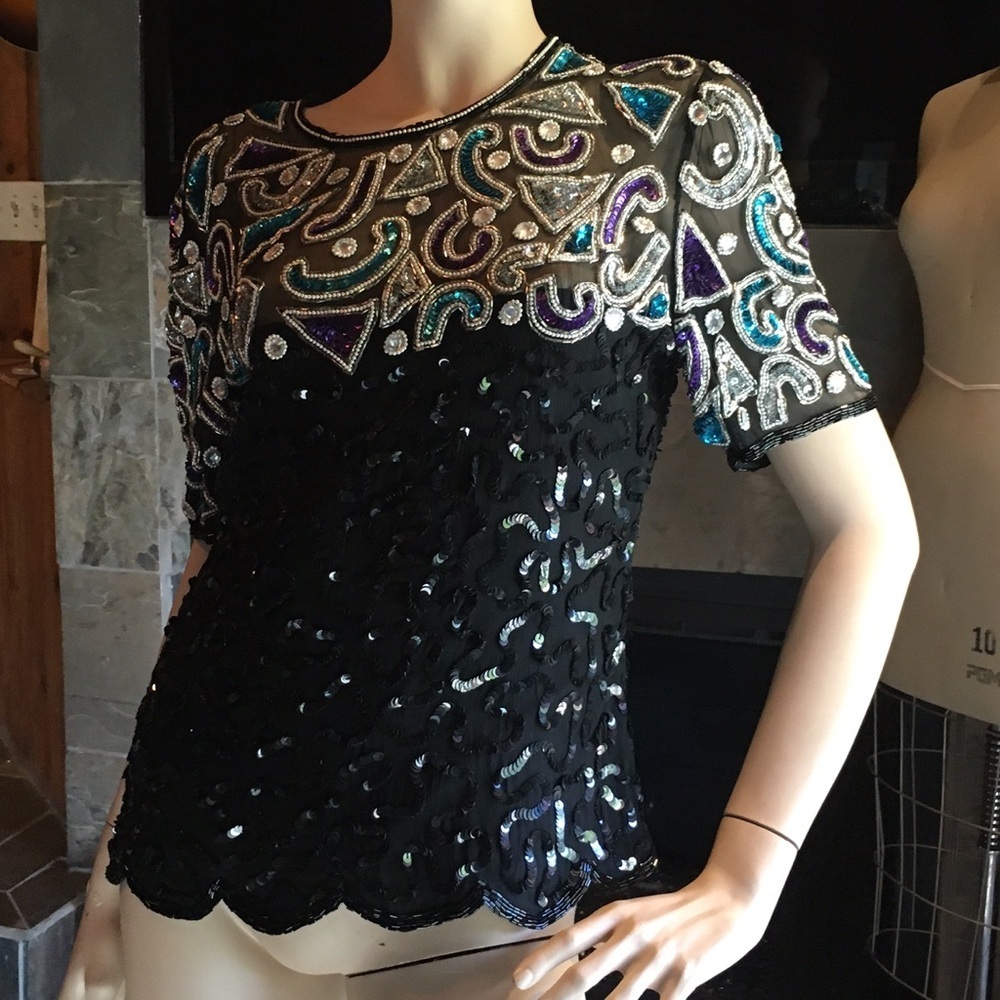 - Vintage sequin mobeife blouse - Picture 3 of 4